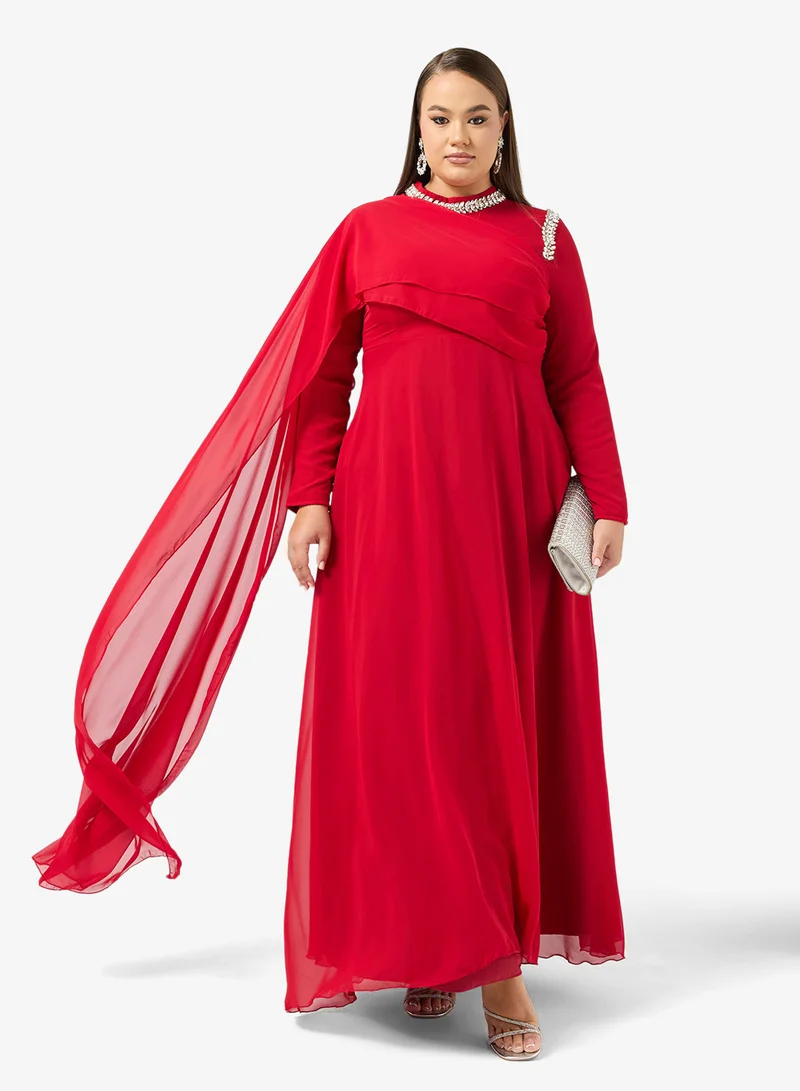 خزانة Plus Size A-line Dress With Shoulder Drape